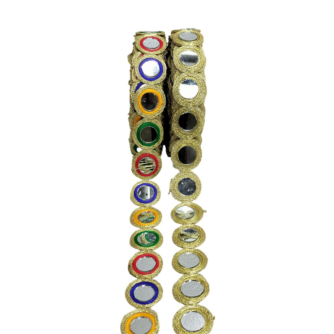 Two decorative bracelets with colorful gemstones on a white background